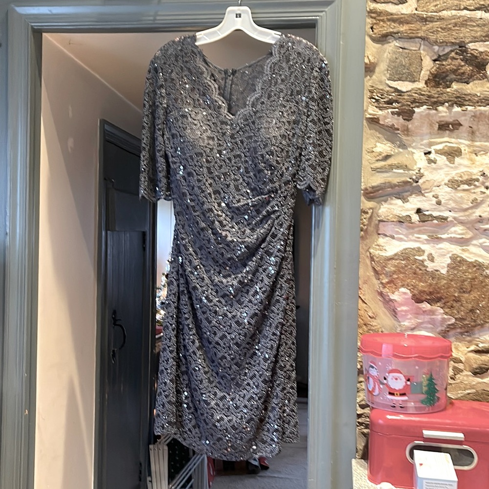 Party dress  Gray with sequins size 16.
